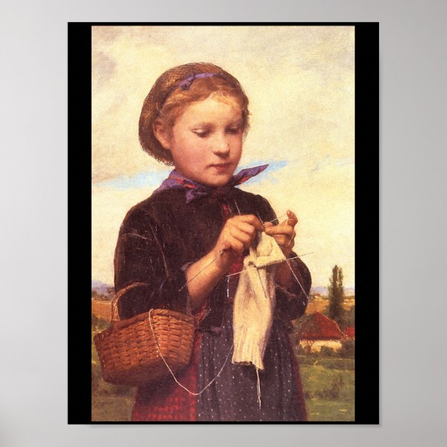 Girl Knitting', Albert_Portraits Poster (Vorne)