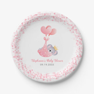 Girl Koala Bear Pink Babydusche Pappteller