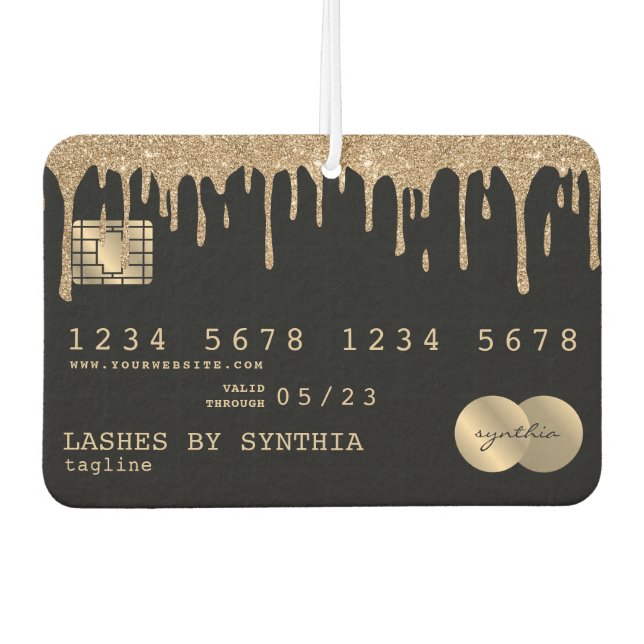 Girl-Kreditkarte Stil Gold-Tropfen Lashes Autolufterfrischer (Vorderseite)