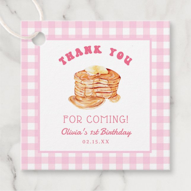 Girl Kurz Stack Pancake Geburtstag Vielen Dank Geschenkanhänger (Vorderseite)