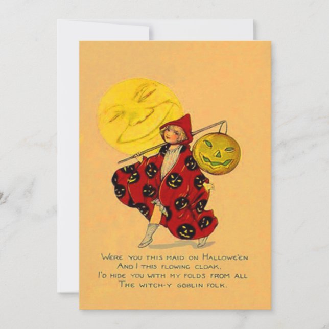 Girl Lächeln Kürbislaterne Pumpkin Vollmond (Vorderseite)