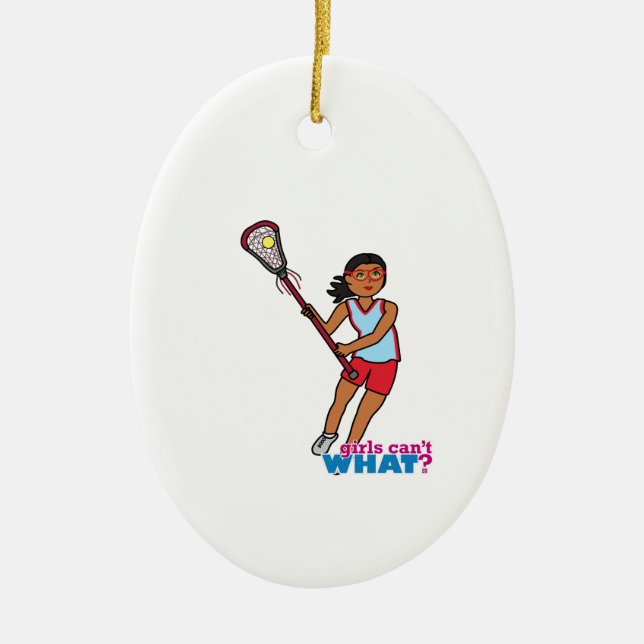 Girl Lacrosse Player - Dunkel Keramikornament (Vorne)