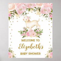 Girl Lamb Sheep Pink Blush Floral Baby Dusche