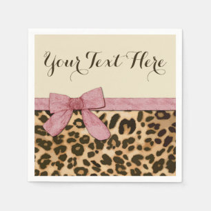 Girl Leopard Print Baby Pink Bow Serviette