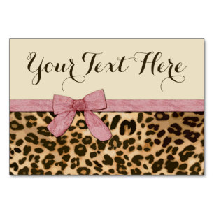 Girl Leopard Print Baby Pink Bow Tischnummer