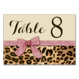 Girl Leopard Print Baby Pink Bow Tischnummer