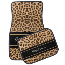 Girl Leopard Print Black Brown Mit Monogramm Name