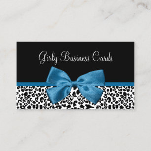 Girl Leopard Print Boutique Hübsch Blue Ribbon Visitenkarte