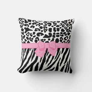 Girl Leopard Zebra Animal Print und Niedlicher ros Kissen
