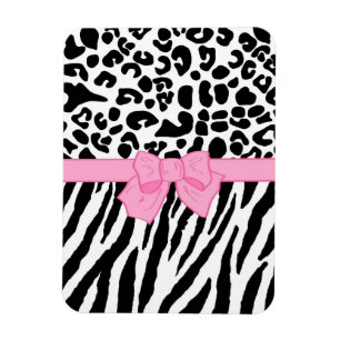 Girl Leopard Zebra Animal Print und Niedlicher ros Magnet
