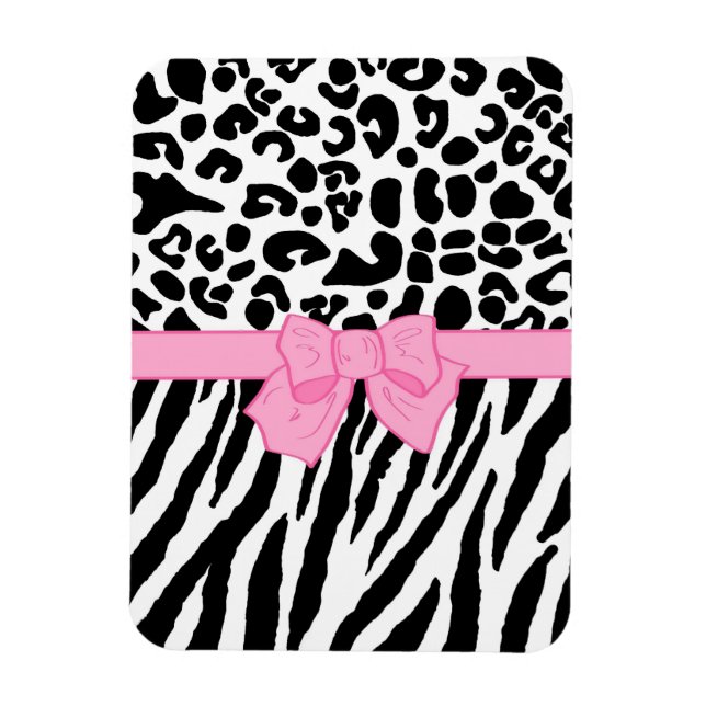 Girl Leopard Zebra Animal Print und Niedlicher ros Magnet (Vertikal)