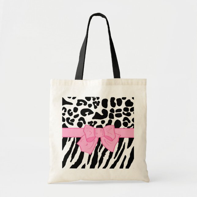 Girl Leopard Zebra Animal Print und Niedlicher ros Tragetasche (Vorne)