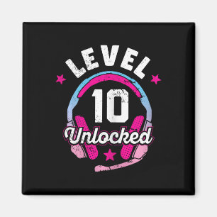 Girl Level 10 Entsperrtes Videospiel 10. Geburtsta Magnet