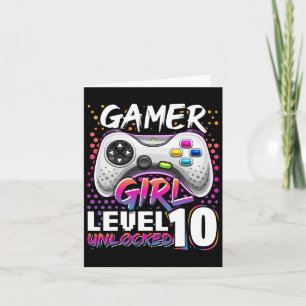 Girl Level 10 Entsperrtes Videospiel Geburtstagsge Karte