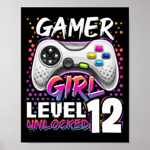 Girl Level 12 Unlock Video Game 12. Geburtstag Gi Poster