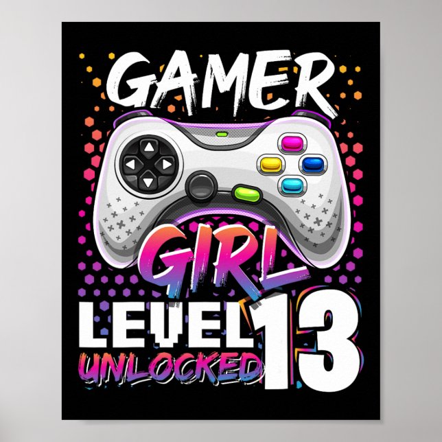 Girl Level 13 Entsperrtes Videospiel 13. Geburtsta Poster (Vorne)