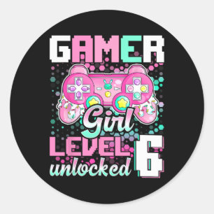 Girl Level 6 unverschlossenes Videospiel 6. Geburt Runder Aufkleber