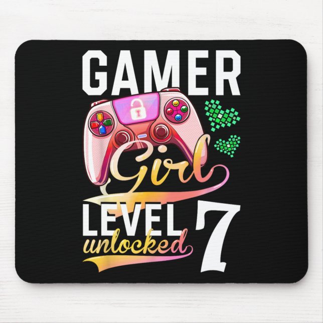 Girl Level 7 Unlocks Videospiel 7. Geburtstag Mousepad (Vorne)
