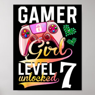 Girl Level 7 Unlocks Videospiel 7. Geburtstag Poster
