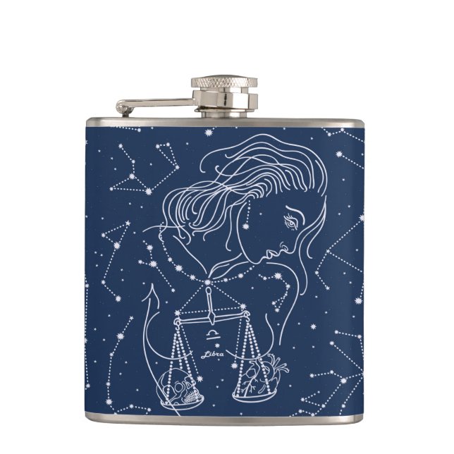 Girl Libra Zodiac Sign Flask Flachmann (Vorderseite)