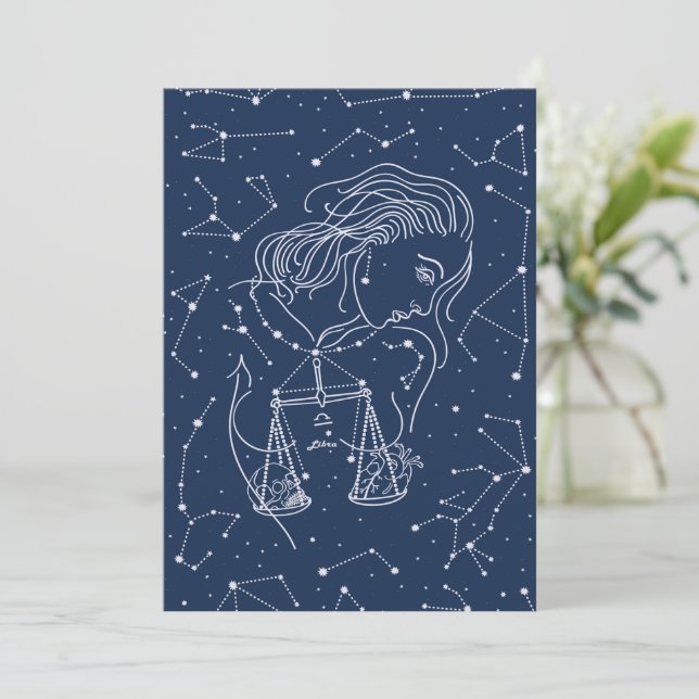 Girl Libra Zodiac Sign Flat Card (Stehend Vorderseite)