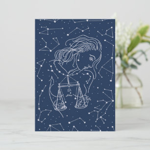Girl Libra Zodiac Sign Flat Card