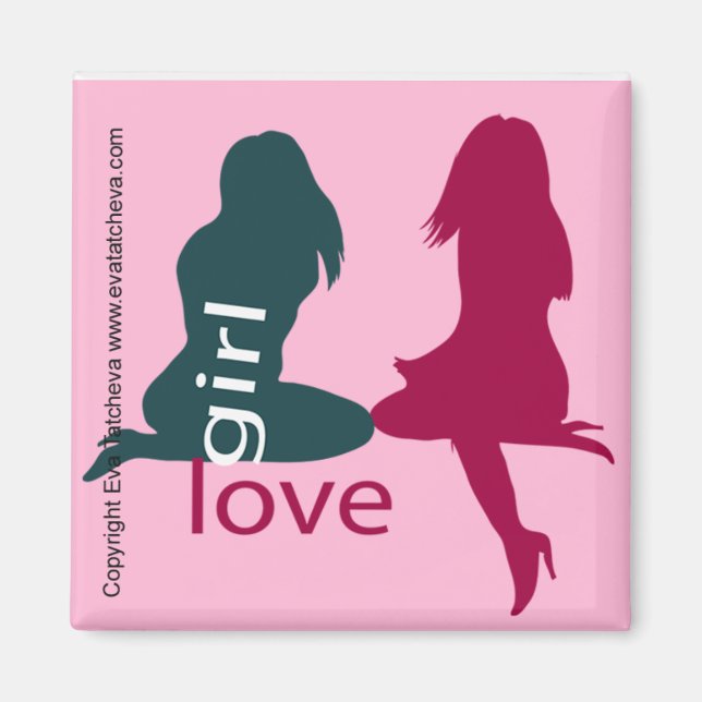 'Girl Liebe' Designer Kühlschrank Manager Magnet (Vorne)