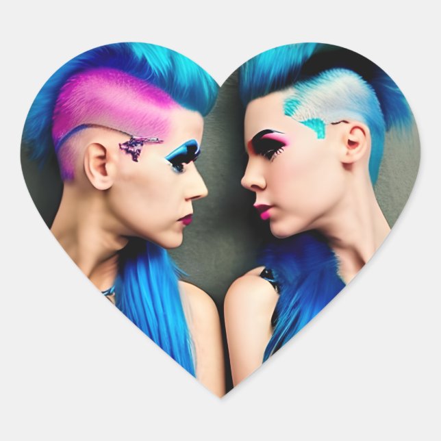 Girl Liebe | LGBTQ+ Coupe AI Art Herz-Aufkleber (Vorderseite)