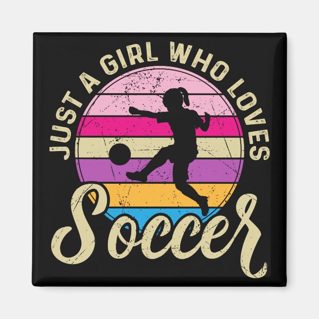 Girl Lieben Fußball Bunter Sonnenuntergang Magnet (Vorne)