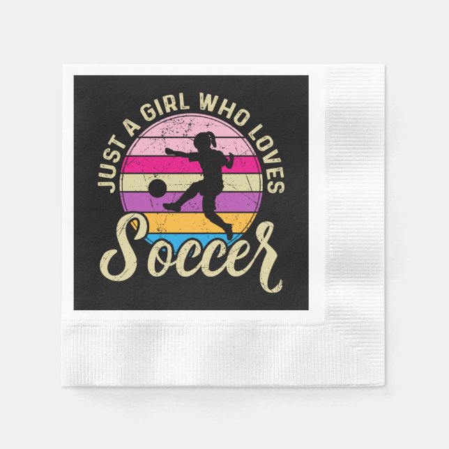 Girl Lieben Fußball Bunter Sonnenuntergang Serviette (Vorderseite)