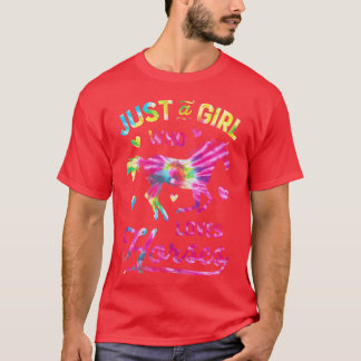 Girl Lieben Horsesie Dye Rainbow Rainbow Reitstall T-Shirt