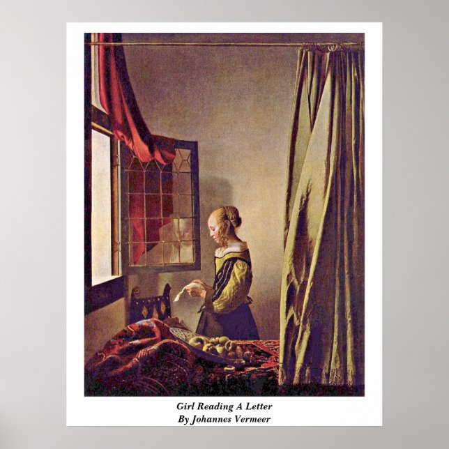 Girl liest einen Brief von Johannes Vermeer Poster (Vorne)
