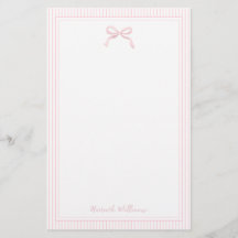 Girl Light Pink Bow and Stripes Border