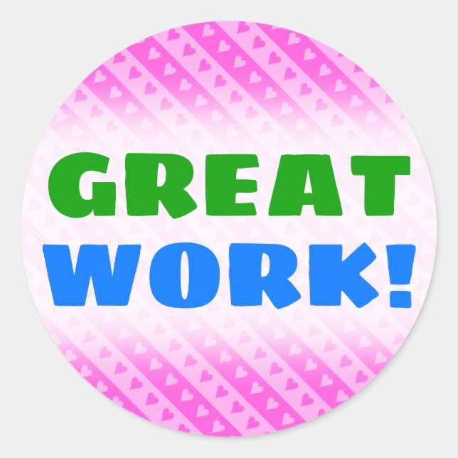 Girl Light Pink & Dark Pink Herzstreifenmuster Runder Aufkleber (Vorderseite)