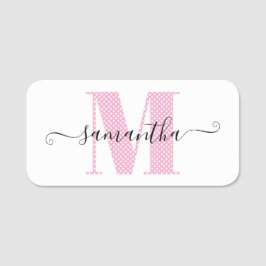 Girl Light Pink und White Polka Dot Monogramm Namensschild