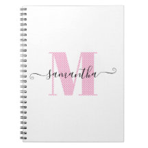 Girl Light Pink und White Polka Dot Monogramm