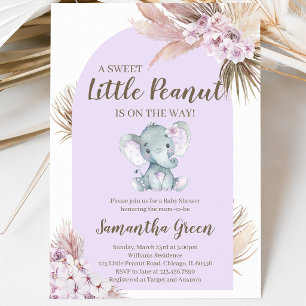 Girl Lila Elephant Babydusche Einladung