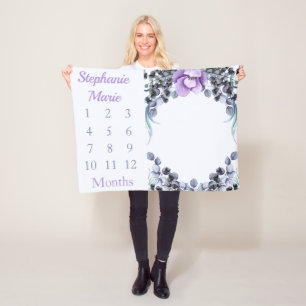 Girl Lila Floral Baby Girl Milestone Baby Fleecedecke