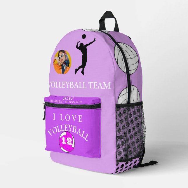 Girl Lila Foto Volleyball-Tasche personalisiert Bedruckter Rucksack (Rückseitige Ecke Rechts)