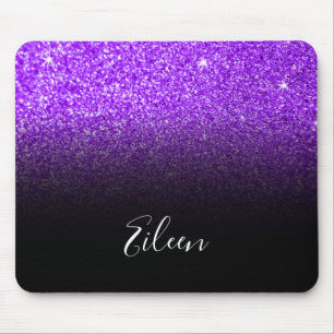 Girl Lila Funkelnd Imitate Glitzer Black Ombre Mousepad