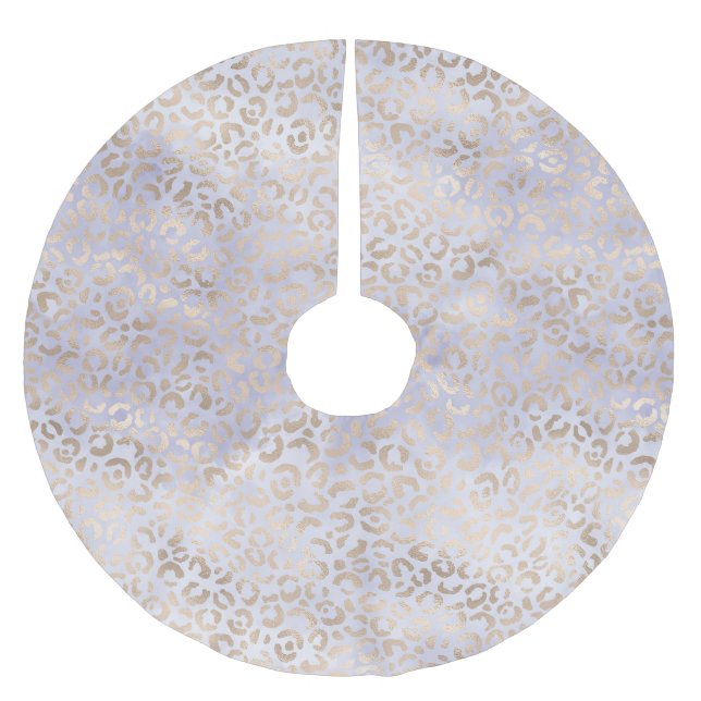 Girl Lila Glam Gold Leopard Printfarbe Polyester Weihnachtsbaumdecke (Vorderseite)