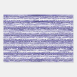 Girl Lila Glitzer Glam Streifen Geschenkpapier Set
