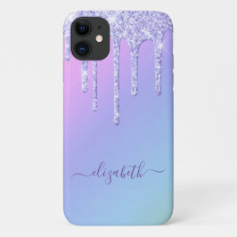 Girl-Lila Glitzer-Tropfen Personalisiert Rainbow Case-Mate iPhone Hülle