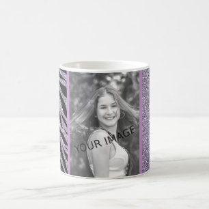 Girl Lila Glitzer Zebra Tierdruckmuster Kaffeetasse
