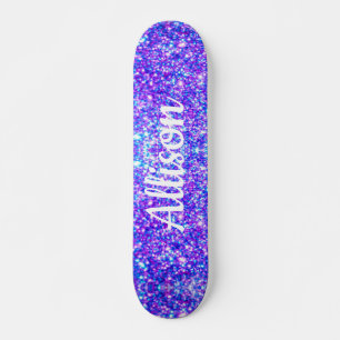 Girl-Lila Imitate Glitzer Personalisiert Name Skateboard