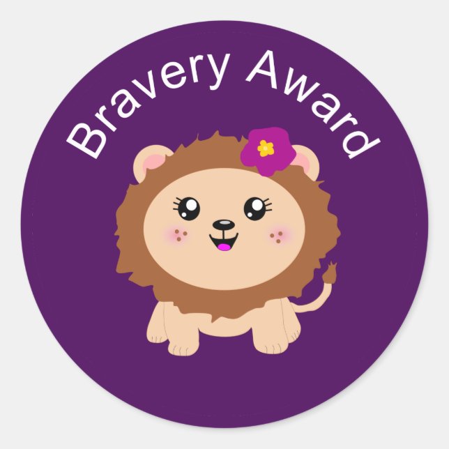 Girl Lion Bravery Award - Sticker für Mutigkeit (Vorderseite)