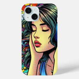 Girl Listing to Music on Headphones Psychedelic Case-Mate iPhone Hülle