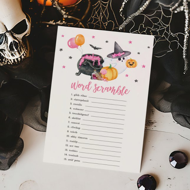 Girl Little Boo Ghost Word Scramble Game (Ghost Halloween Baby Shower Word Scramble Game)