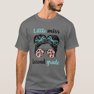Girl Little Miss Second Grade Messy Kid Bun Back T T-Shirt