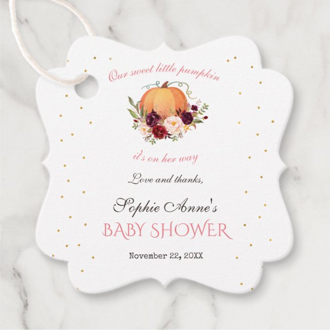 Girl Little Pumpkin Erntedank Kinderdusche Geschenkanhänger (Vorderseite)